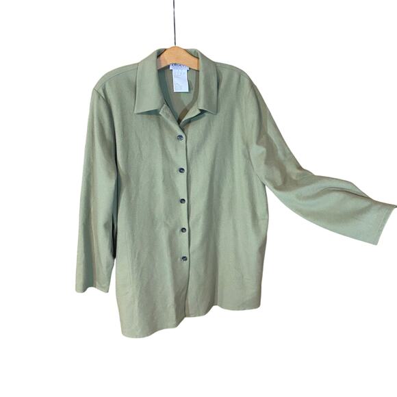 Olsen Collection Wool Cashmere Blend Jacket Women’s 14 Green Button Up shacket - Picture 1 of 6